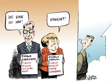 Paolo Calleri Karikaturist Freier Grafiker Illustrator Politische Karikatur Mahner Eu Europa Sondergipfel Gipfel Brussel Bundeskanzlerin Angela Merkel Prasident Francois Hollande Eurobonds Eurozone Schuldenkrise Euro Debatte