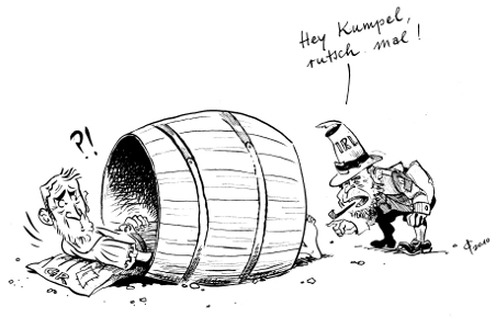 Paolo Calleri Karikaturist Freier Grafiker Illustrator Politische Karikatur Tonne Fur Zwei Irland Griechenland Krise Schuldenkrise Rettungsprogramm Eu